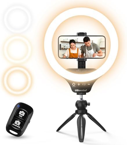 Dimmable ten inch selfie ring light with tripod