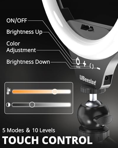 Dimmable ten inch selfie ring light with tripod — photo 3