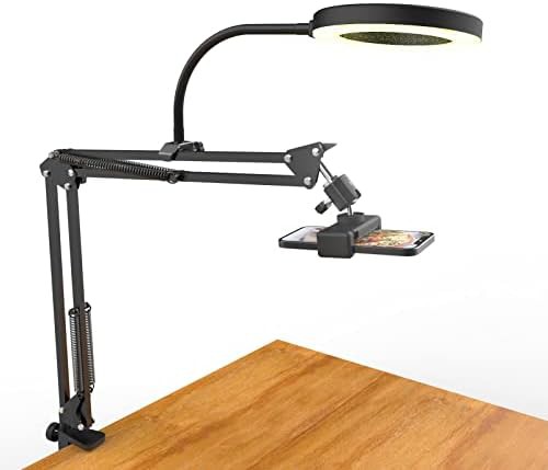 Overhead camera mount with flexible arm light