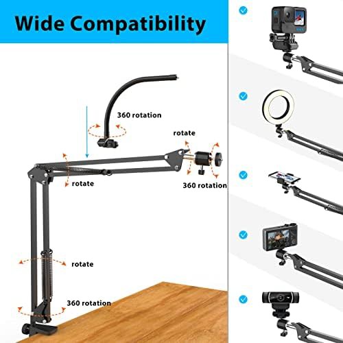 Overhead camera mount with flexible arm light — photo 5