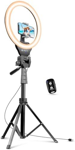 Large ring light with tall selfie stick