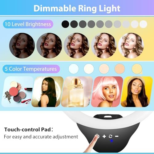 Large ring light with tall selfie stick — photo 3
