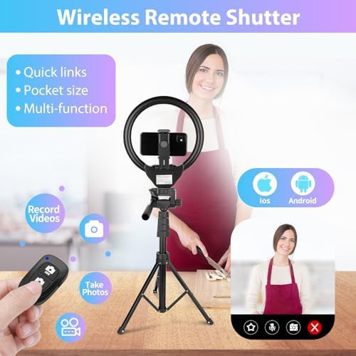 Large ring light with tall selfie stick — photo 4