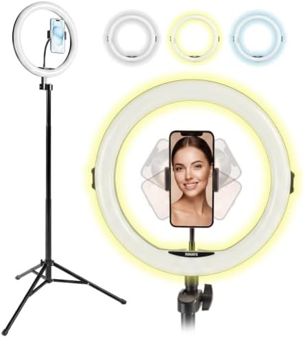 Selfie ring light with six section tripod