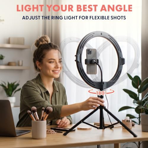 Selfie ring light with six section tripod — photo 3