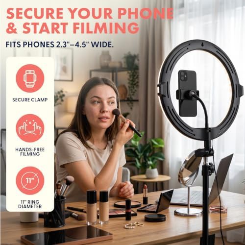 Selfie ring light with six section tripod — photo 4