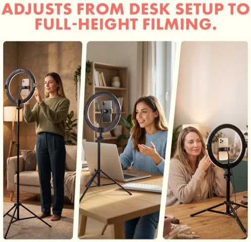 Selfie ring light with six section tripod — photo 5