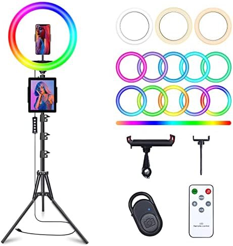 Ten inch RGB ring light with adjustable stand