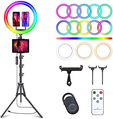 Twelve inch RGB ring light with tall tripod