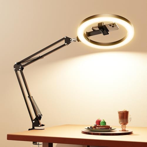 Desk overhead phone mount ring light
