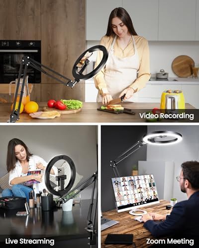 Desk overhead phone mount ring light — photo 3