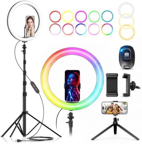 Twelve inch RGB ring light with tripod