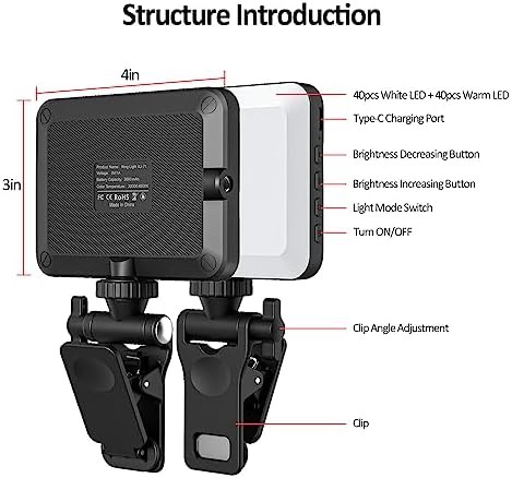 Black rechargeable laptop clip light — photo 3