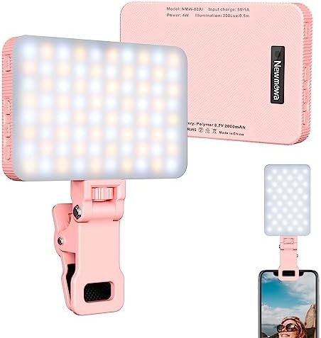 Pink rechargeable clip selfie light