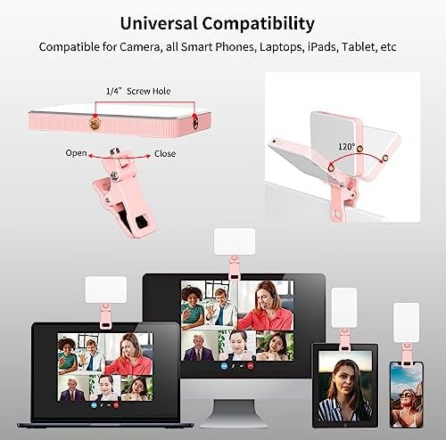 Pink rechargeable clip selfie light — photo 3