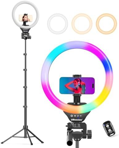 Twelve inch RGB ring light with tripod stand
