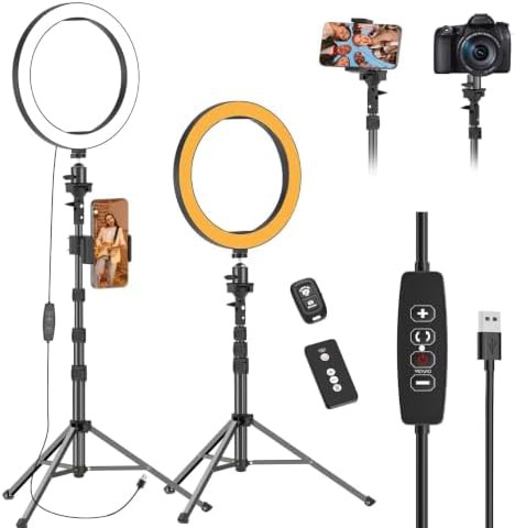 Dimmable ten inch ring light with tripod