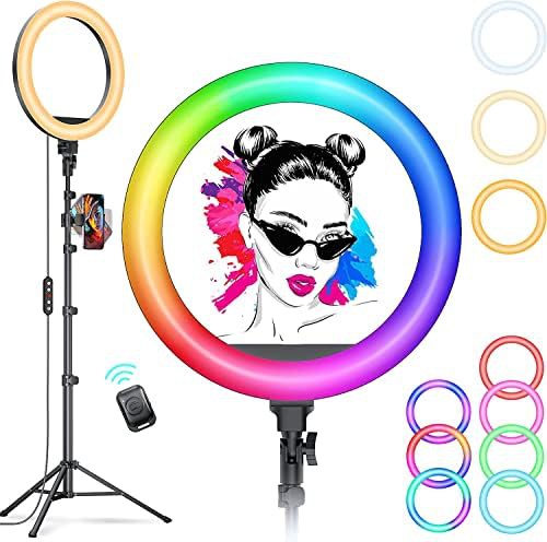 Dimmable circle light with adjustable stand