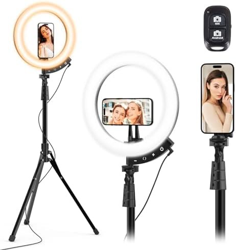 Twelve inch ring light with magnetic phone holder