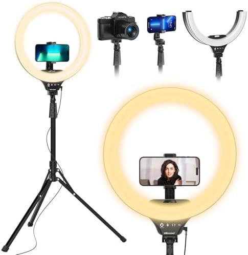 Fourteen inch foldable ring light with tripod