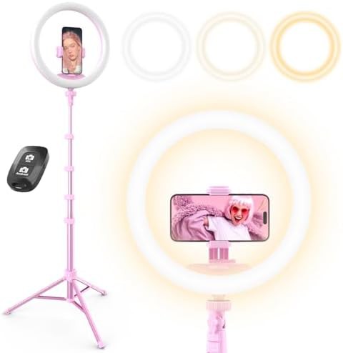 Pink twelve inch ring light for content creation