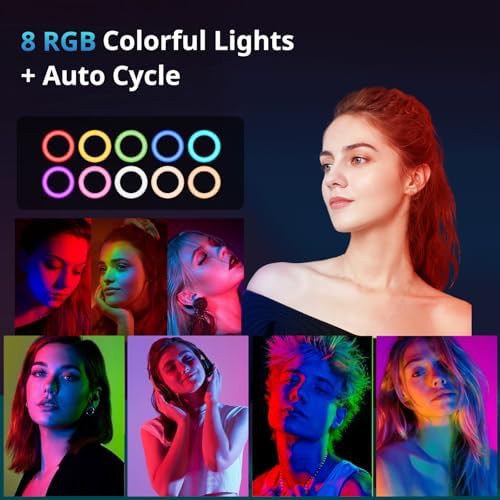 Pink twelve inch RGB ring light with tripod — photo 3