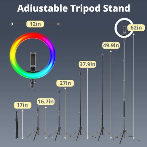 Pink twelve inch RGB ring light with tripod — photo 4