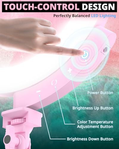 Pink twelve inch ring light with magnetic holder — photo 5