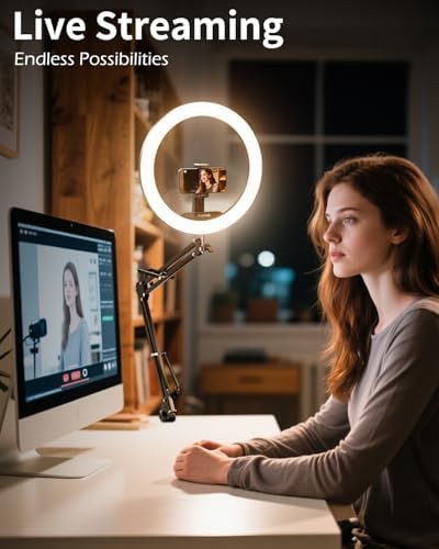 Twelve inch ring light with overhead phone mount — photo 3