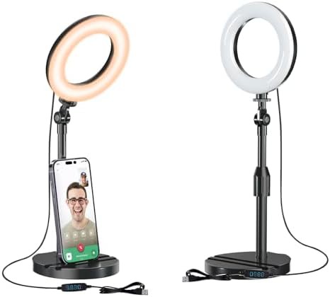 Telescopic stand travel ring light for desks