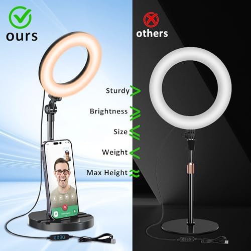 Telescopic stand travel ring light for desks — photo 4