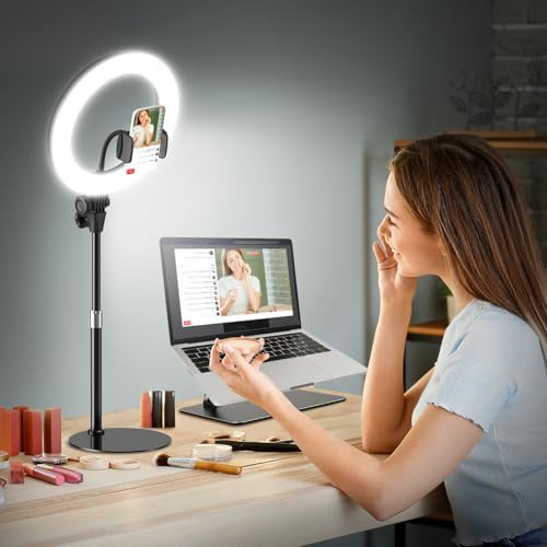 Ten inch desk ring light with stand