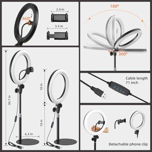 Ten inch desk ring light with stand — photo 5