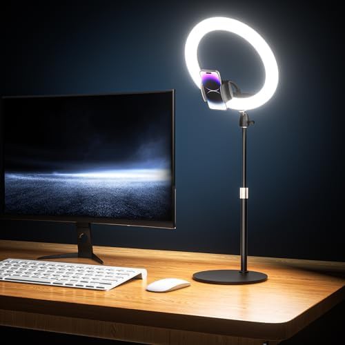 Twelve inch studio ring light with phone holder