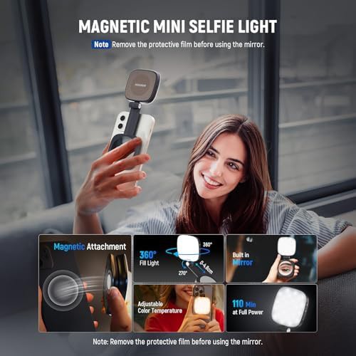 Magnetic folding selfie light with built-in mirror — photo 3