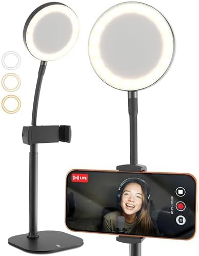 Sturdy halo phone stand with desk light
