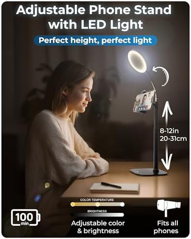 Sturdy halo phone stand with desk light — photo 3