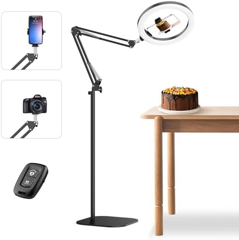 Tall tripod with overhead phone camera mount