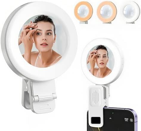 Clip on selfie light with mirror