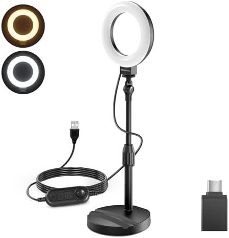Dimmable 5 in black desk ring light