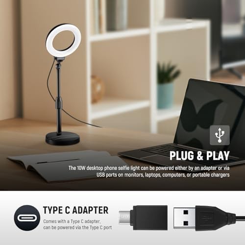 Dimmable 5 in black desk ring light — photo 5