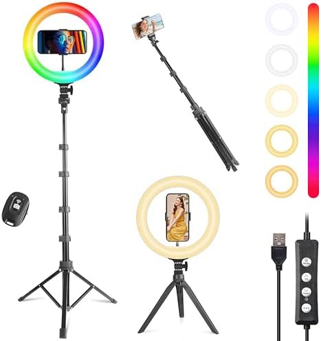 Tall tripod RGB ring light