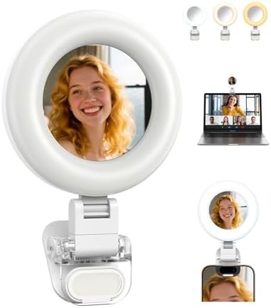Clip on selfie light with mirror