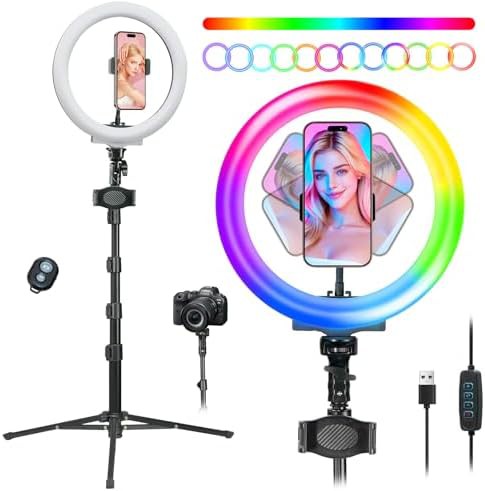 Ten inch RGB ring light with stand