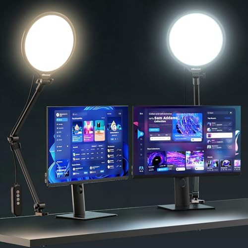 Ten inch desk ring light with adjustable arm