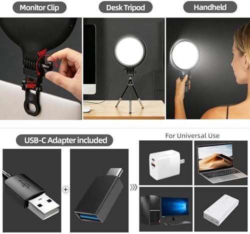 Webcam ring light with clip and tripod — photo 4