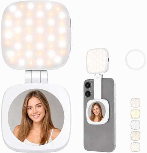 Magnetic foldable selfie light with mirror