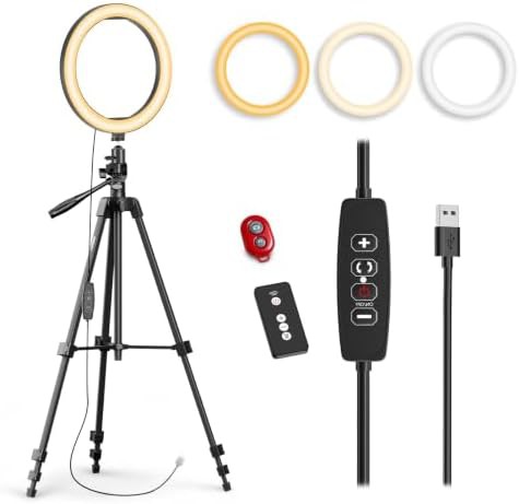 Adjustable ten inch circle light with stand