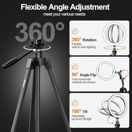 Adjustable ten inch circle light with stand — photo 3