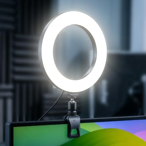 Six inch ring light with desk tripod and clip